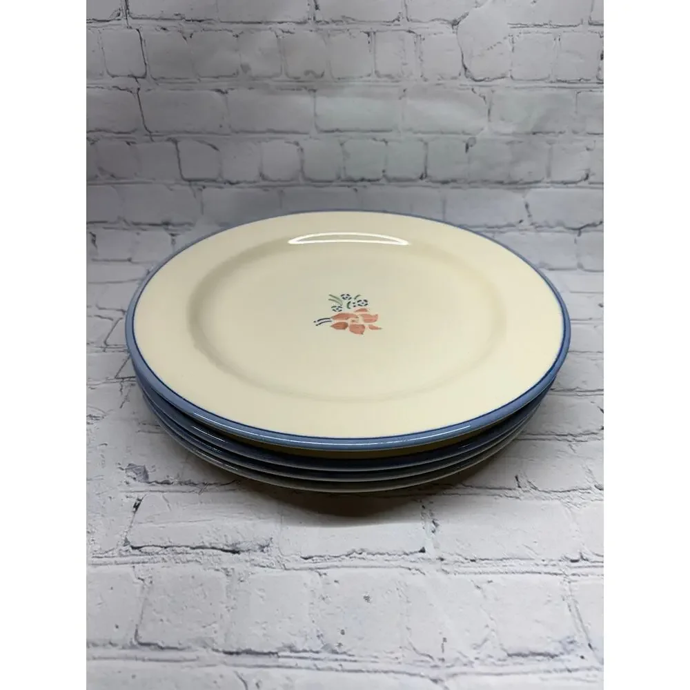 Longaberger Meadow Blossom Set of 4 dinner plates Hartstone Pottery 11